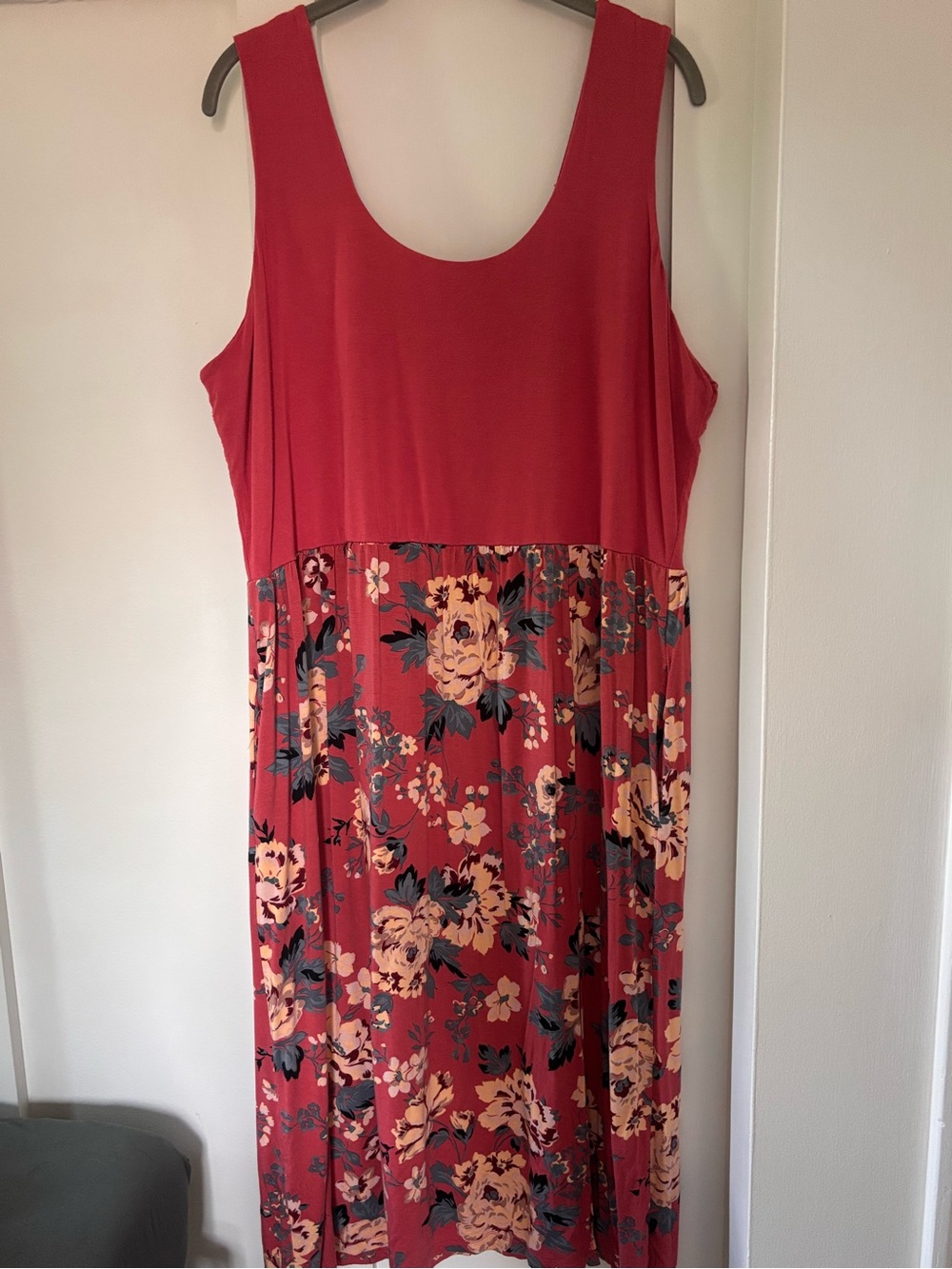 24/7 Maurices Coral Floral Sleeveless Maxi Dress 1X